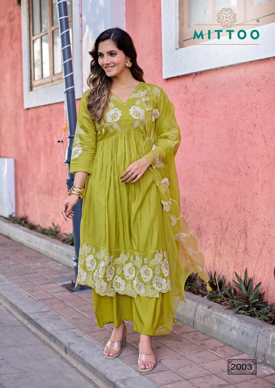Mittoo Noorani Kurti with Dupatta Bottom Chanderi Catalog 4 Pcs (4) Mittoo Noorani Kurti with Dupatta Bottom Chanderi Catalog 4 Pcs - Image 5