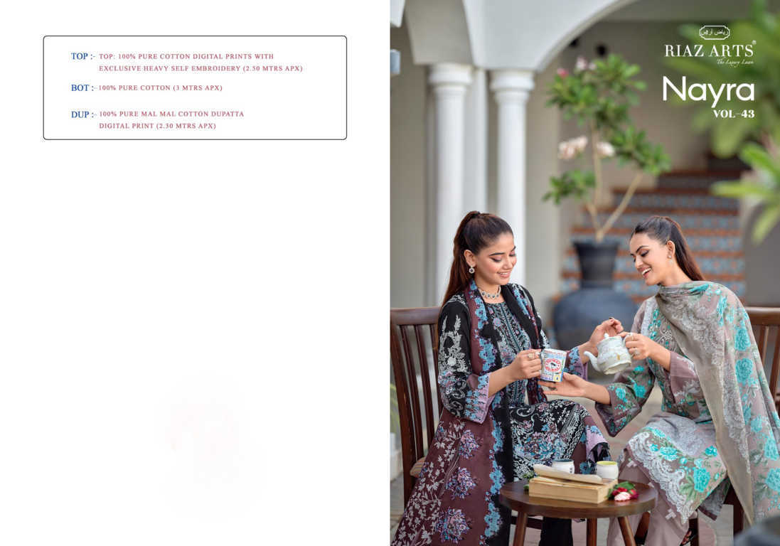 Riaz Arts Nayra Vol 43 by Mumtaz Arts Cotton Salwar Suit Catalog 8 Pcs (2) Riaz Arts Nayra Vol 43 by Mumtaz Arts Cotton Salwar Suit Catalog 8 Pcs - Image 3