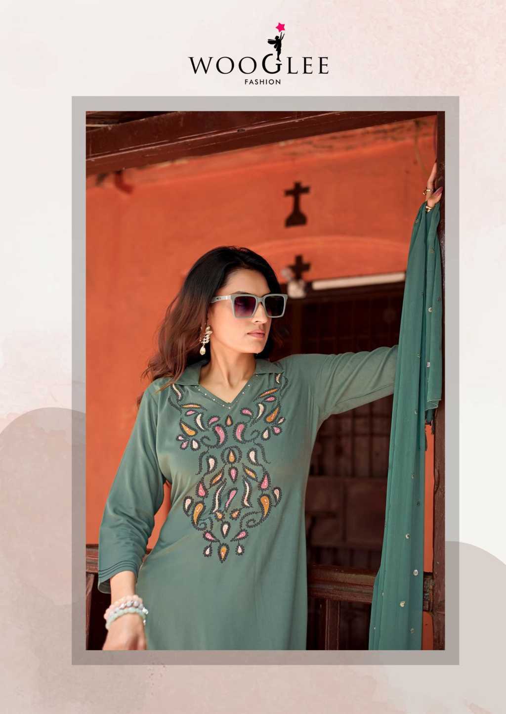 Wooglee Sanskriti Kurti with Dupatta Bottom Rayon Catalog 6 Pcs (5) Wooglee Sanskriti Kurti with Dupatta Bottom Rayon Catalog 6 Pcs - Image 6